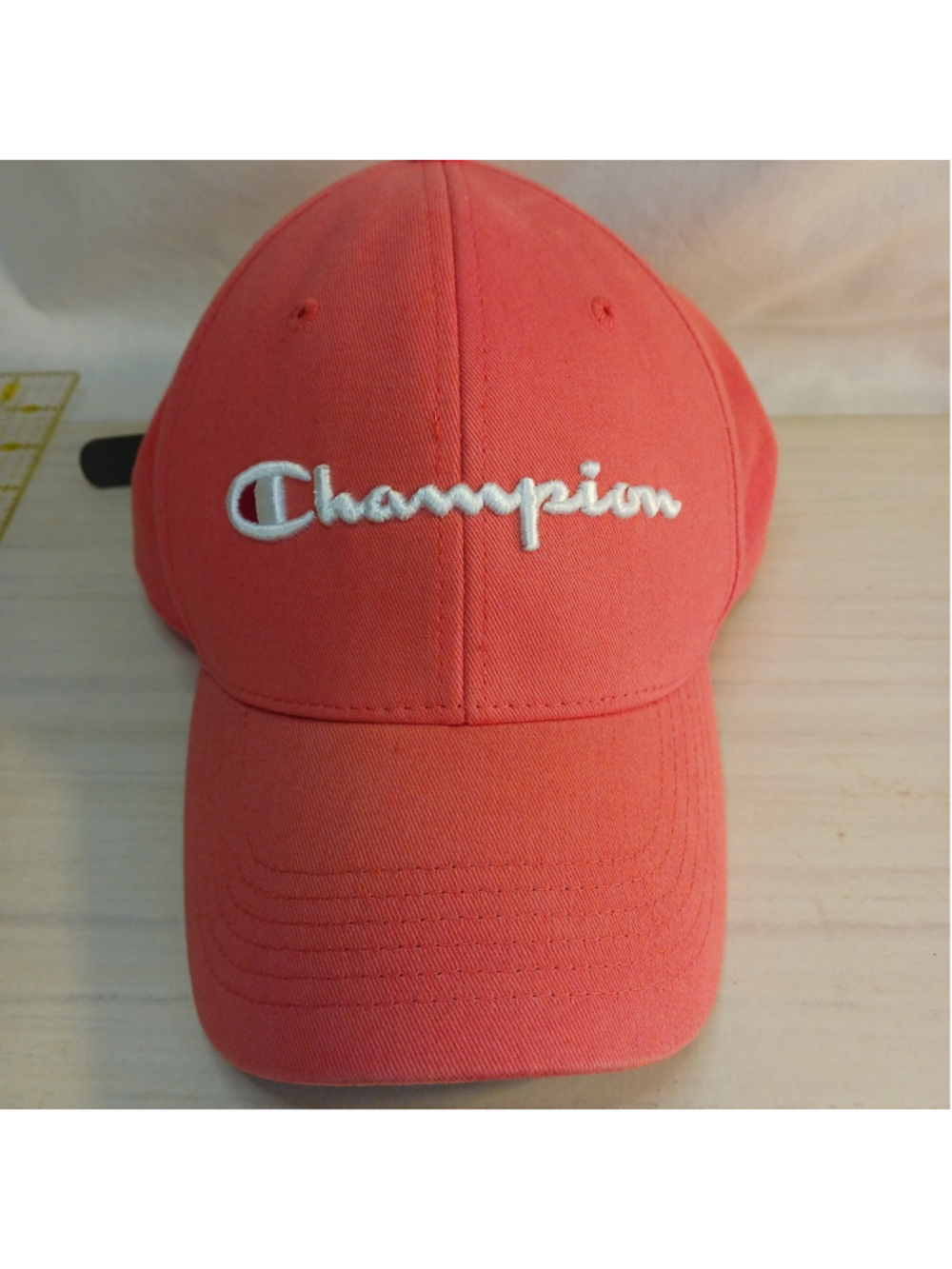 Champion Baseball Hat Strapback Peach Pink Papaya Melon Color Embroidered
